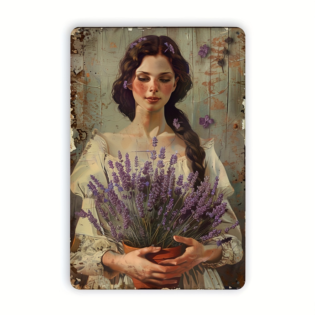 Home Bar Cafe - Charming Lavender Girl Vintage Metal Tin