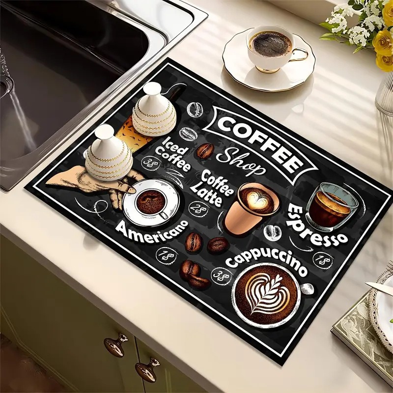 Creative Coffee Print Kitchen  - Bar Mat Rubber 리뷰 및 가격