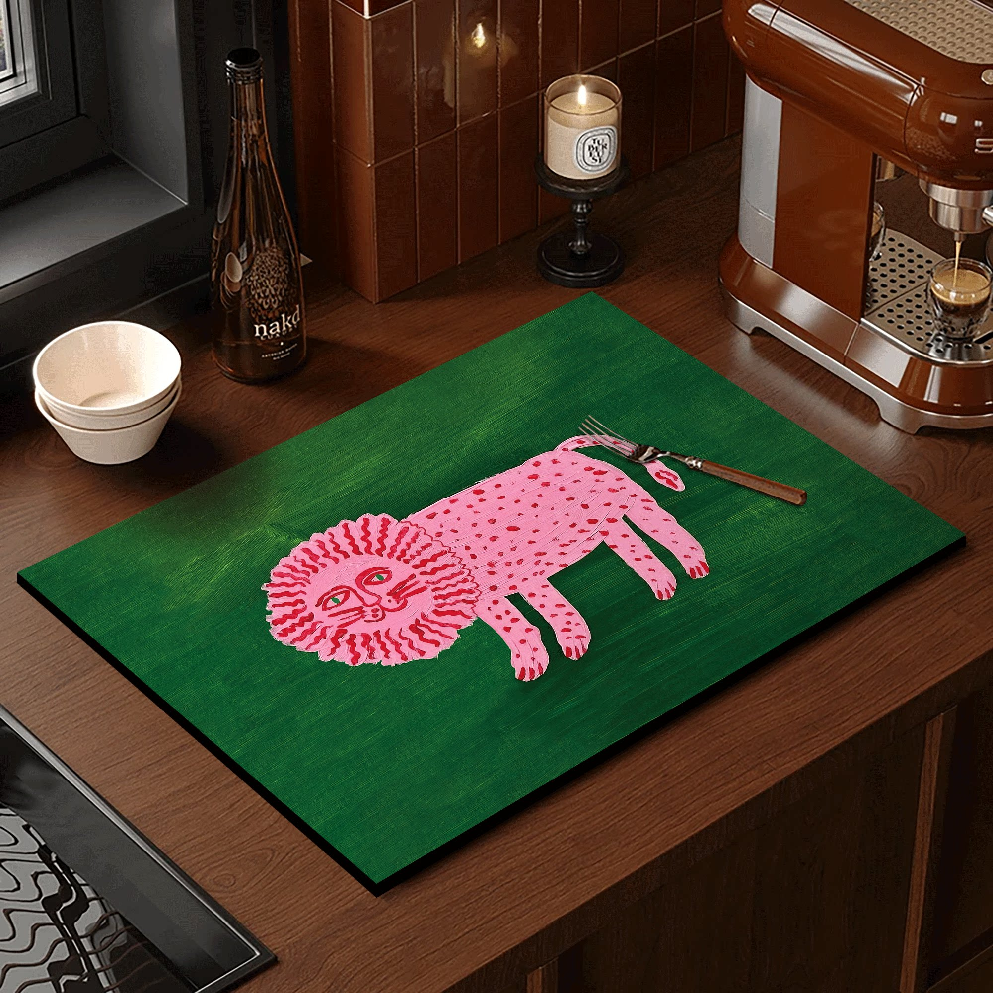 VIKAMA Artistic Lion Print Cof - Bar Mat Rubber 리뷰 및 가격