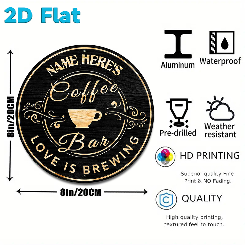Custom Name Coffee Bar Round M - Home Bar Cafe 리뷰 및 가격