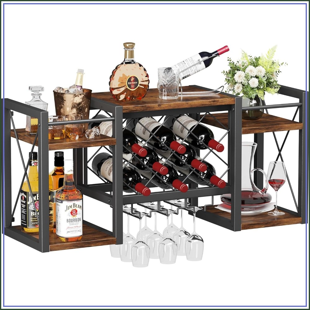 Wall Mounted Wine Rack with Gl - Home Bar Shelves 리뷰 및 가격