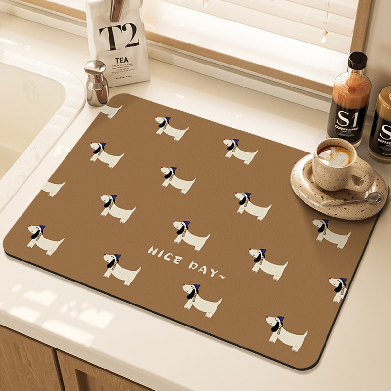 Cartoon Pug Pattern Printed Ki - Bar Mat Rubber 리뷰 및 가격