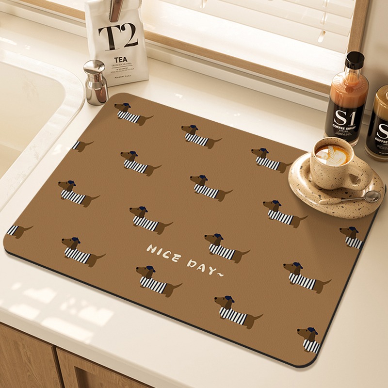 Cartoon Pug Pattern Printed Ki - Bar Mat Rubber 리뷰 및 가격