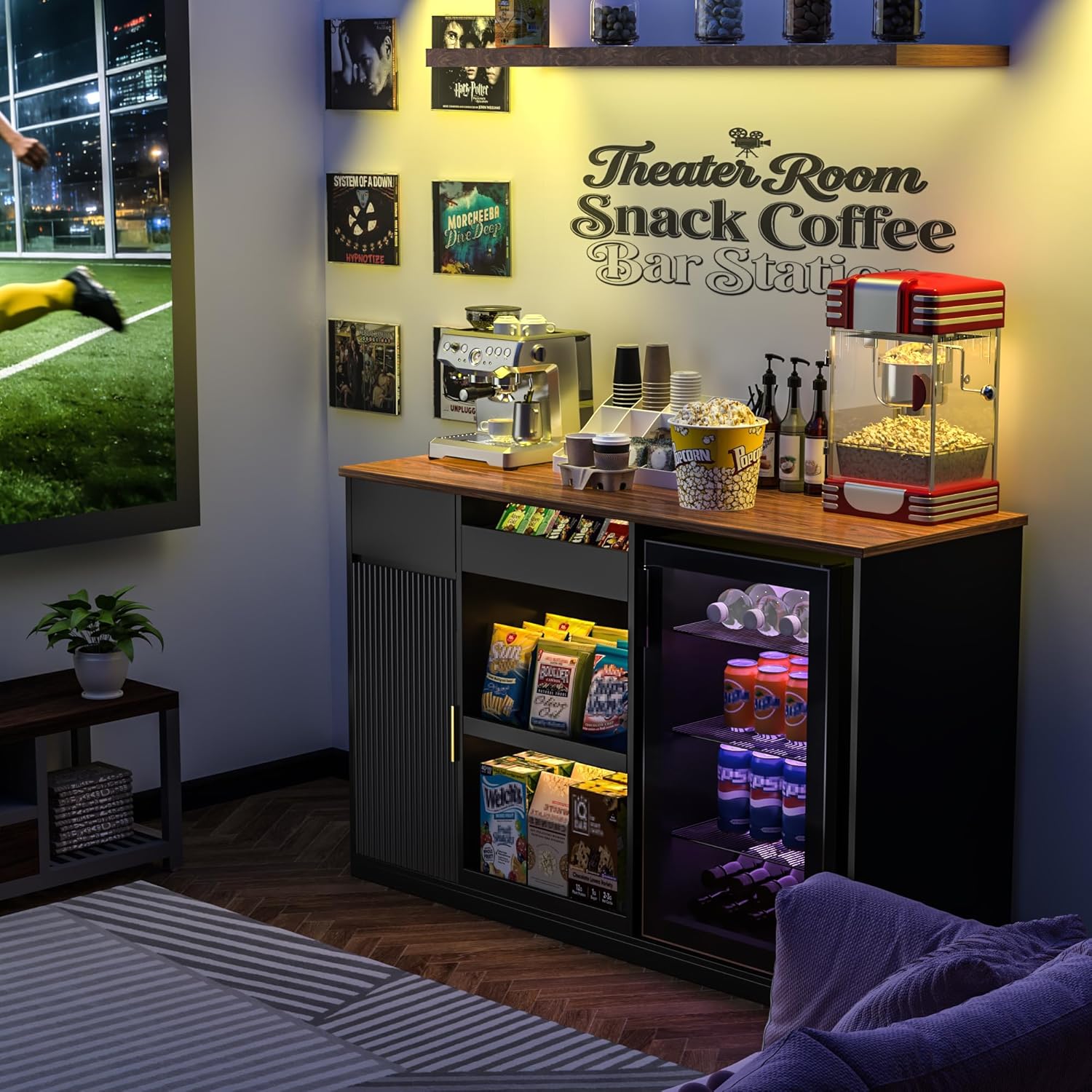 Snack Bar Cabinet with Fridge  - Home Bar Shelves 리뷰 및 가격