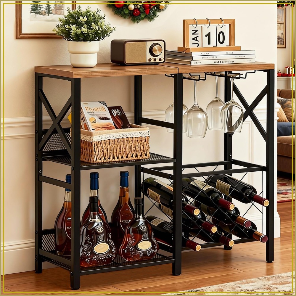 Rustic Freestanding Wine Rack  - Home Bar Shelves 리뷰 및 가격