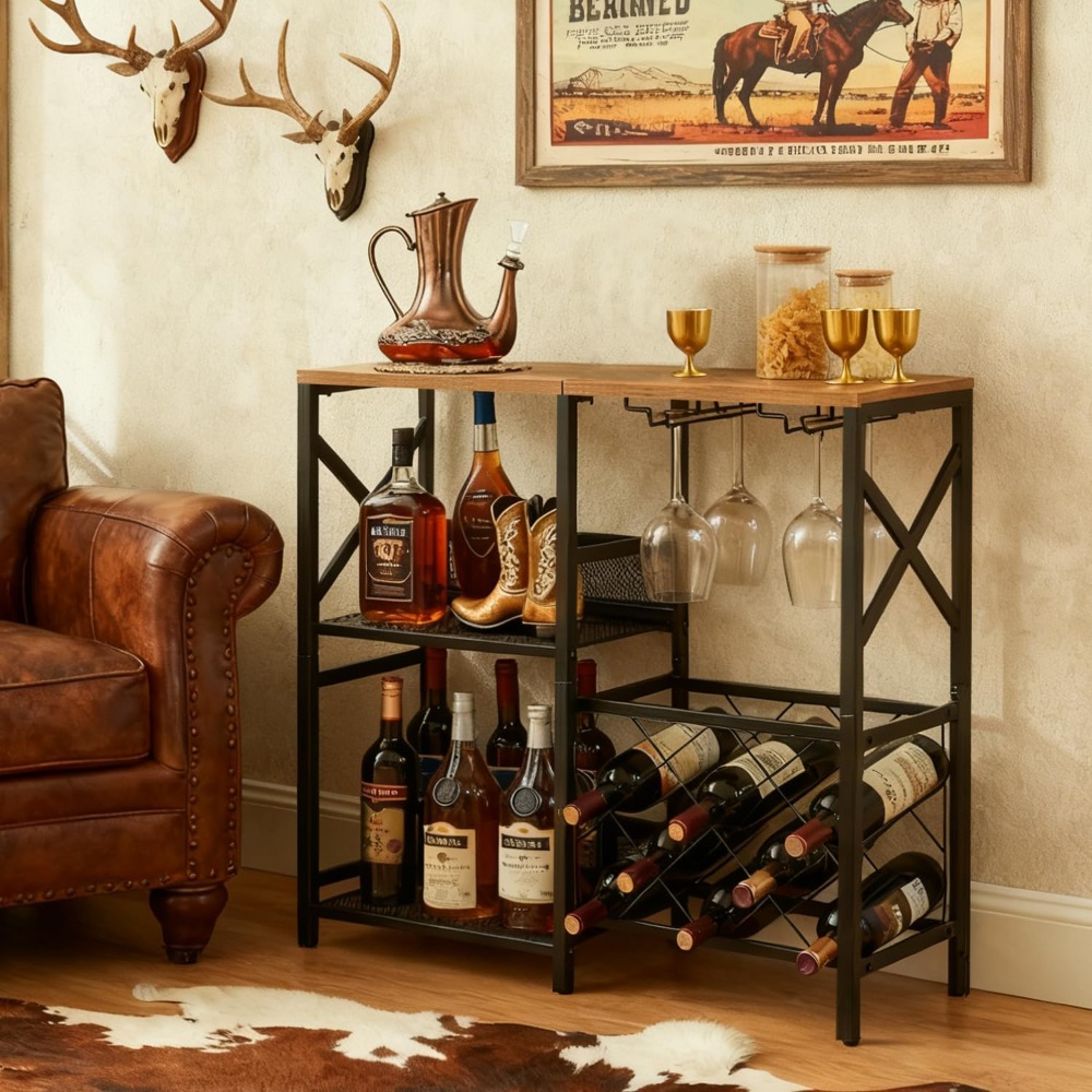 Rustic Freestanding Wine Rack  - Home Bar Shelves 리뷰 및 가격