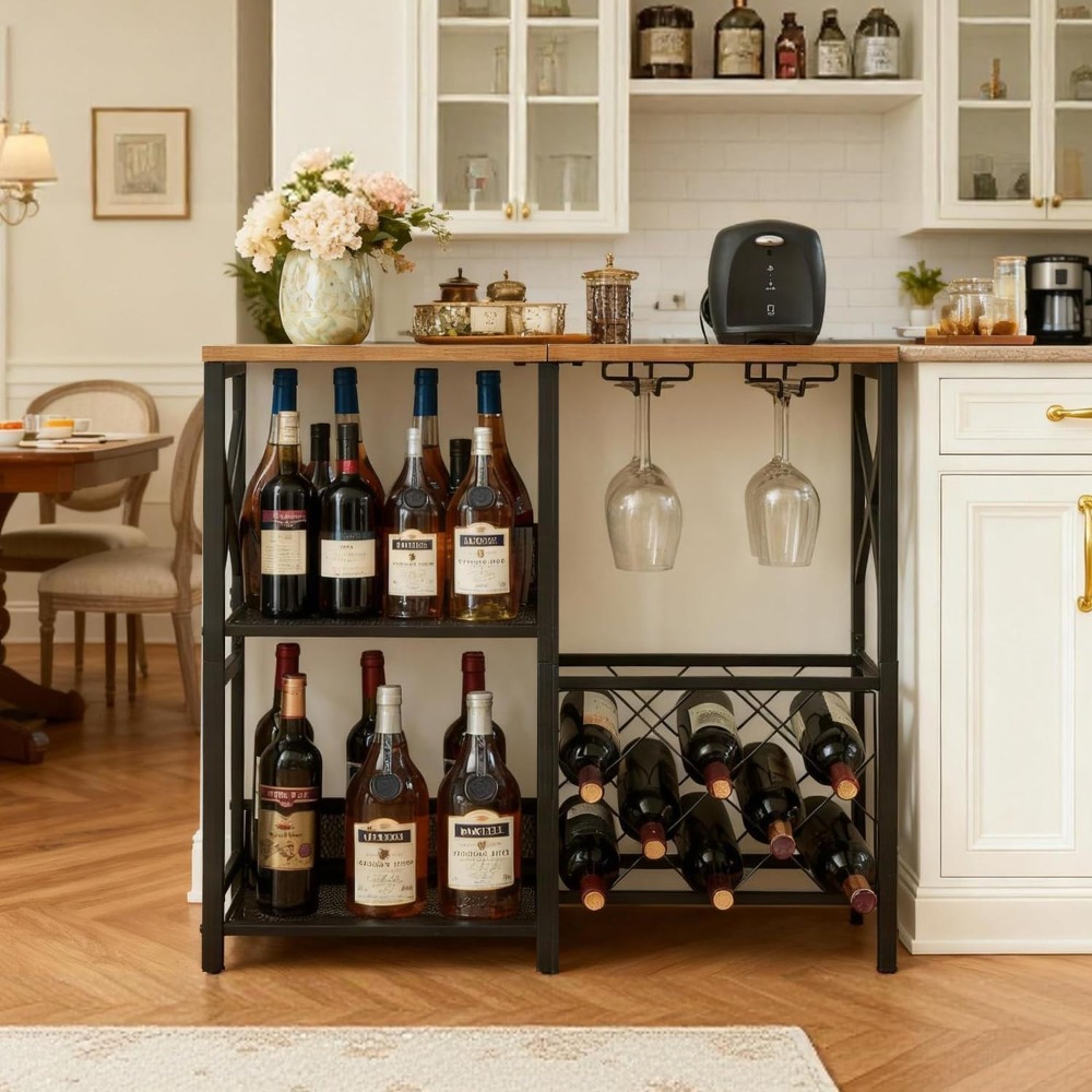 Rustic Freestanding Wine Rack  - Home Bar Shelves 리뷰 및 가격