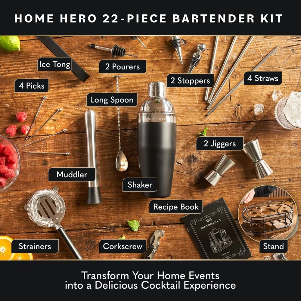 22-Piece Cocktail Shaker Set w - Cocktail Recipe Book 리뷰 및 가격